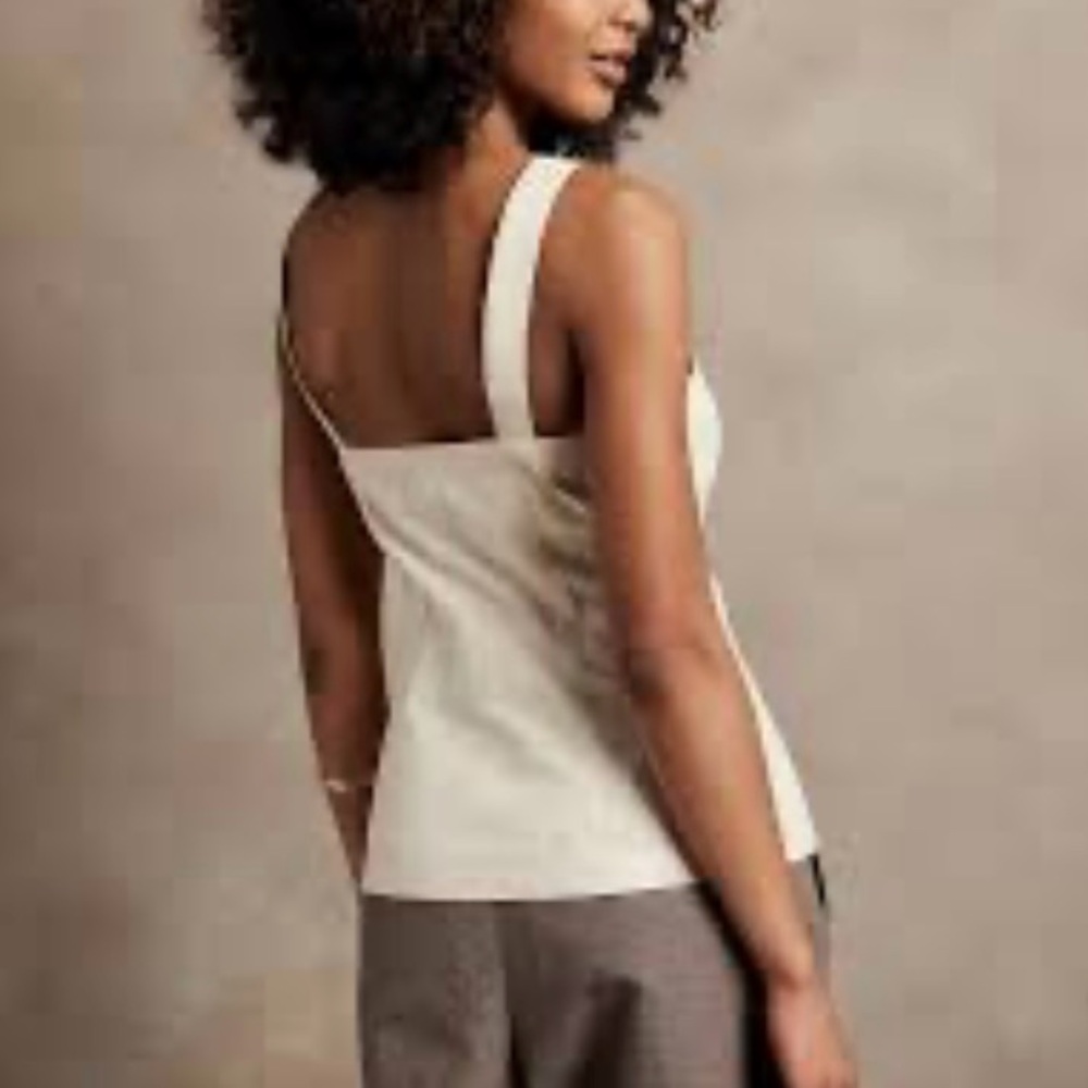 Banana Republic Cream Button-Front Tank Top - Picture 2 of 8